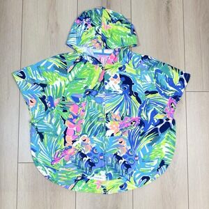 Lilly Pulitzer Girls XL Swim‎ Cover Up Hooded Poncho Tropical Print Cotton Blend